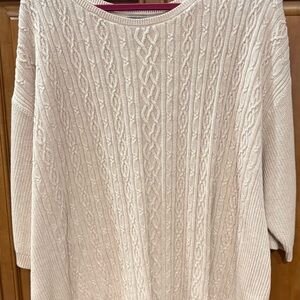 Lands' End Cream Cable Knit Sweater 3X NWT